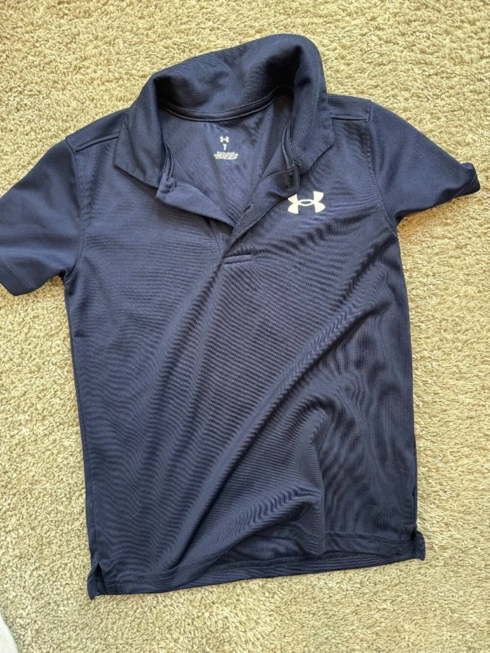 Youth Under Armour Button Collar Navy Shirt - 7